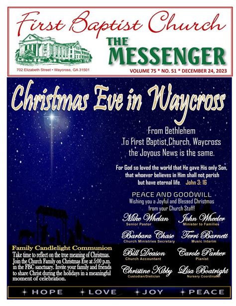 First Baptist Church Waycross, GA - The Messenger, Christmas Eve in ...