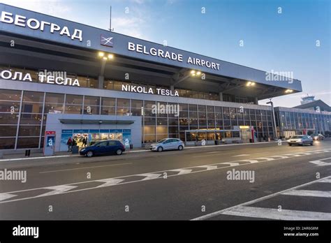 International Airport Nikola Tesla in Belgrade, Serbia, early morning ...