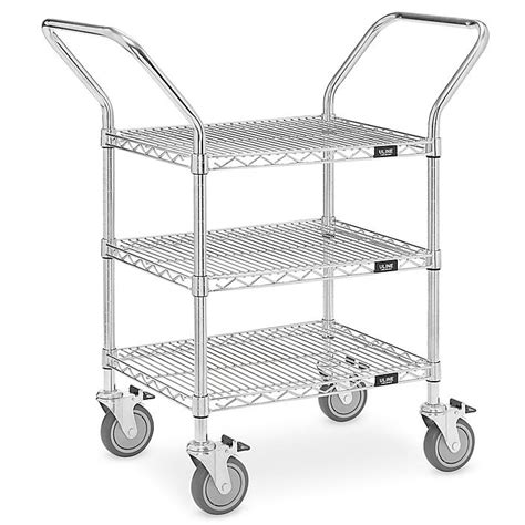 Chrome Heavy-Duty Wire Cart - 36 x 18 x 41", 3 Shelf H-2660 - Uline