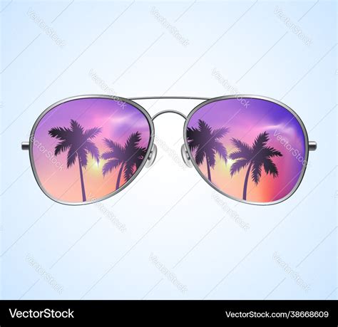 Aviator Sunglasses With Palms Reflection Vector Image