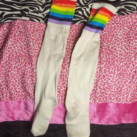 Rainbow Gay Pride Socks Knee Highs Depop
