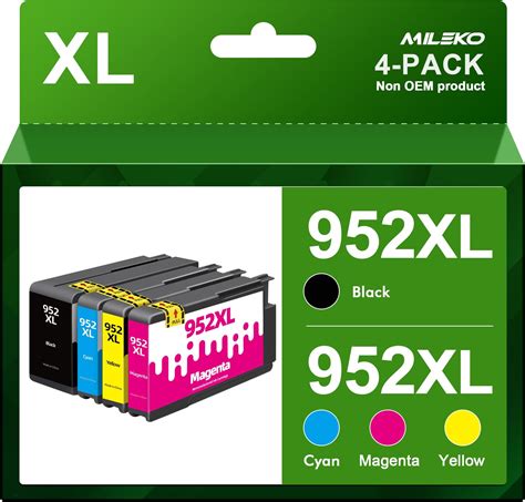 4 Pack 952xl Ink Cartridges Combo Pack High Yield Replacement For Hp 952 Xl Ink Cartridges