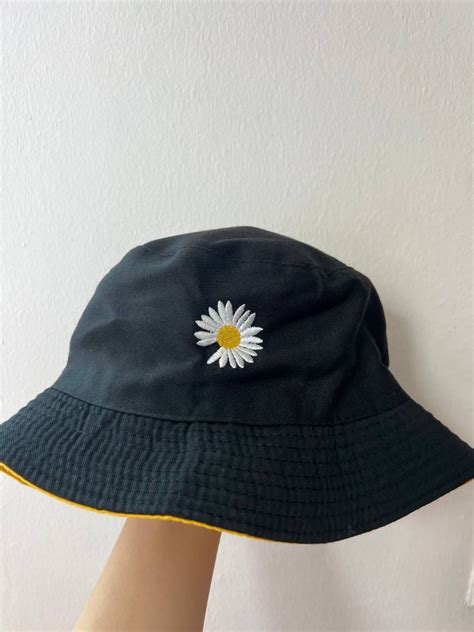 Reversible Daisy Embroidery Bucket Hat Womens Fashion Watches And Accessories Hats And Beanies