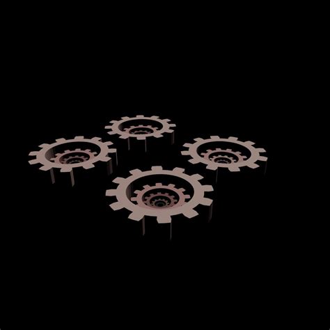 3d Model Quadruple Printable Cogs Vr Ar Low Poly Cgtrader