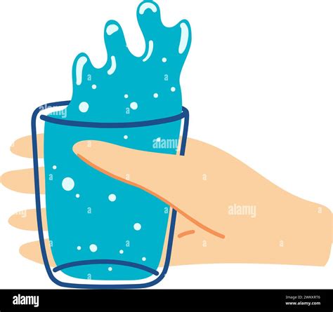 Hand Drawn Hand Holding Glass Of Water Concept Of Hydration Drink More Water Stock Vector