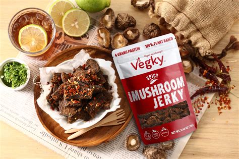 Spicy Vegky Mushroom Jerky 5 Pack 70 Grams Each Leafd Marketplace