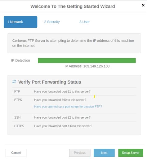 Initial Setup Wizard Cerberus Ftp Server