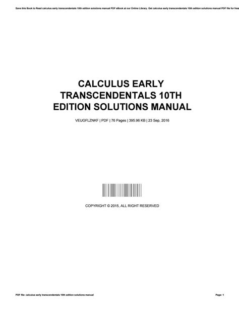 Calculus Early Transcendentals 10th Edition Solutions Manual By Rblx608