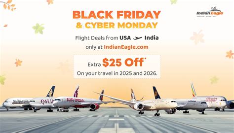 Black Friday Flight Deals from USA to India with $25 Indian Eagle Discount