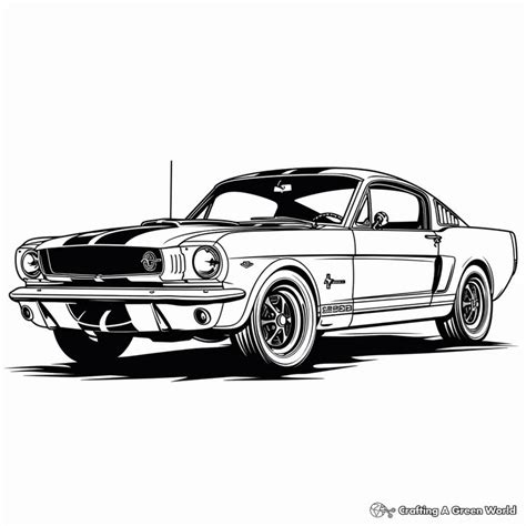 Ford Mustang Coloring Pages Free And Printable In 2024 Vintage Mustang Mustang Drawing Ford