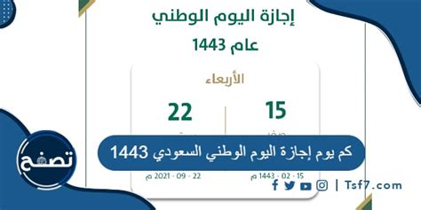 كم يوم إجازة اليوم الوطني السعودي 1443 موقع تصفح