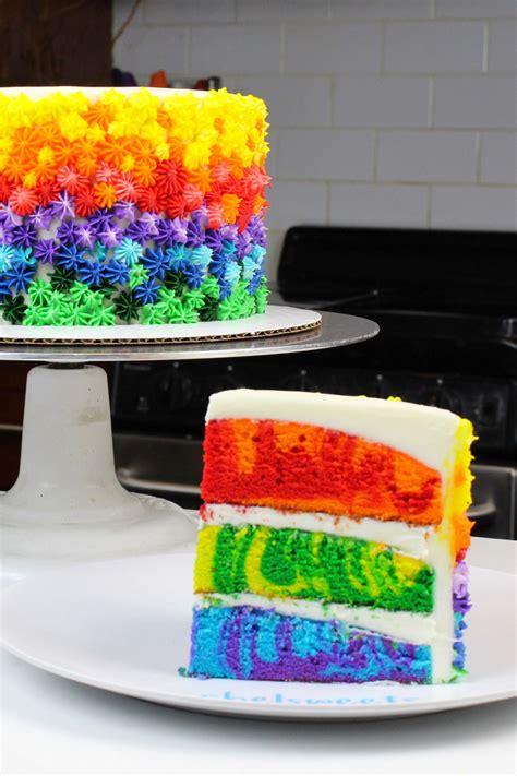 Rainbow Marble Cake With Homemade Buttercream Frosting Recipe