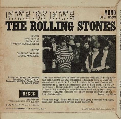 The Rolling Stones Five By Five Ep Vinyl Record 7 Inch Decca 1964