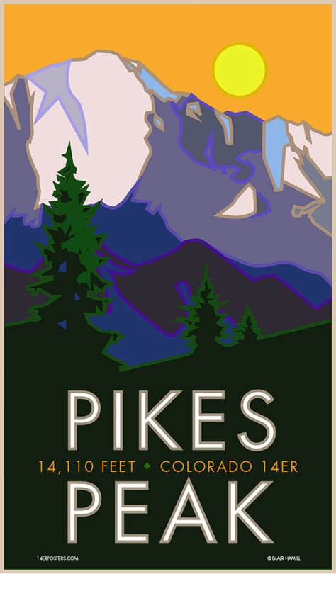 Pikes Peak 14er Poster Etsy Pikes Peak Travel Posters Pikes Peak