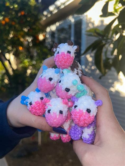 Mini Loomigurumi Cow Crocheted Rainbow Loom Etsy