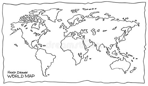 Hand Drawn World Map Drawing By Pencil Stock Vector Illustration Of