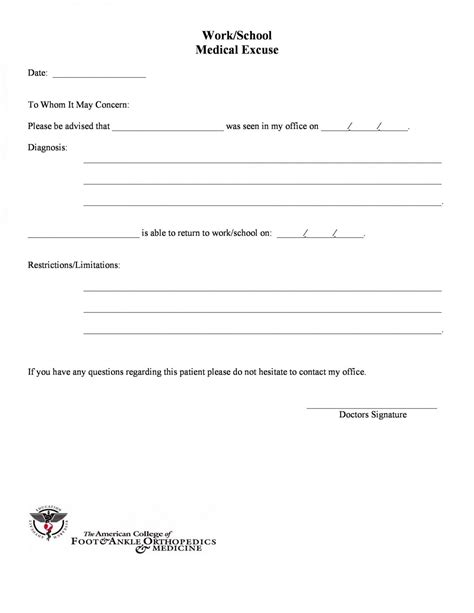 Editable Doctors Note Template