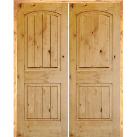 Krosswood Doors 60 In X 80 In Rustic Knotty Alder 2 Panel Arch Top Vg Both Active Solid Core