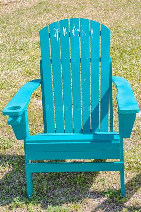 Aqua Blue Wood Slatted Lawn Chair Stock Photo Image Of Sunny Chair