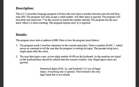 Solved Description This Lc Assembly Language Program Will Chegg