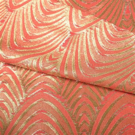 Buy Pink And Golden Zig Zag Design Tow Tone Pure Banarasi Silk Fabric 8463