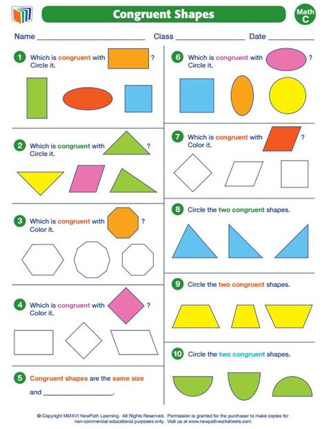 Congruent Shapes Worksheets For Grade 3