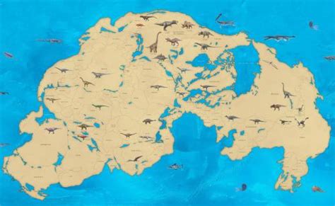 Pangea map with dinosaurs - VisionViral.com