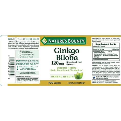 Viên Uống Bổ Não Nature s Bounty Ginkgo Biloba 60mg 200 viên 120mg 100