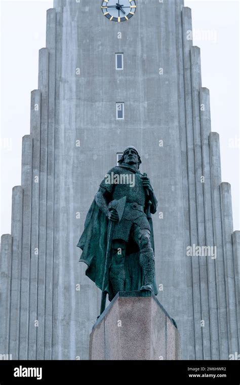 Leif Erikson Monument In Front Of Hallgrimskirkja Church One Of The