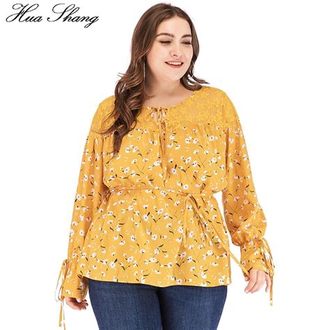 Floral Boho Blouse Yellow Women Summer Long Sleeve Lace Patchwork