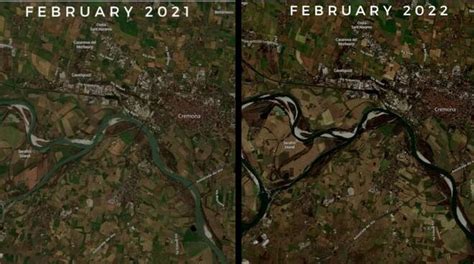 Il Satellite Fotografa La Secca Del Po Rispetto A Un Anno Fa Mancano