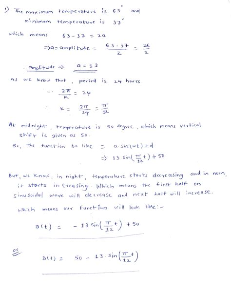 Solved Outside Temperature Over A Day Can Be Modeled As A