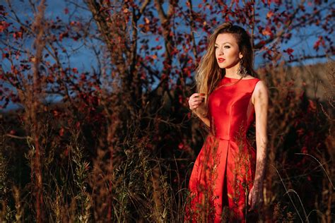 Gene Oryx Women Model Red Dress Women Outdoors Px Wallpaper