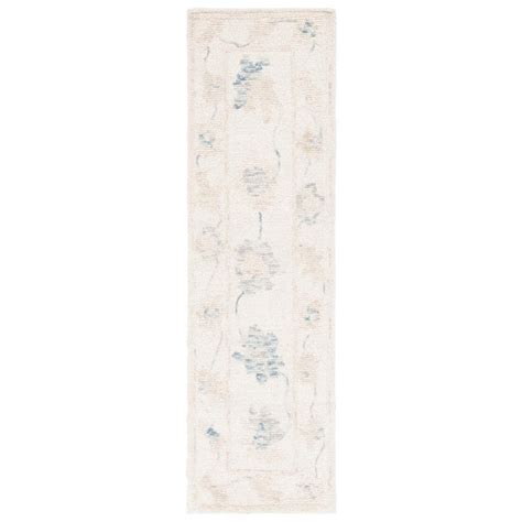 SAFAVIEH Abstract Ivory Beige 2 Ft X 8 Ft Border Distressed Floral