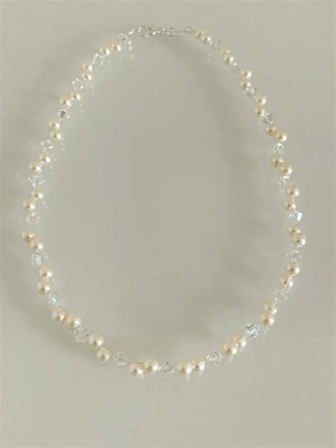 Swarovski Crystal Cream Pearl Necklace With Crystals