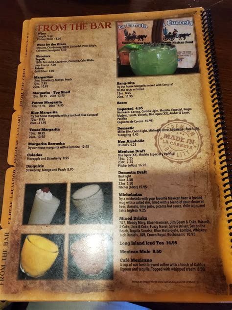 Menu at La Carreta Mexican Restaurant, Winchester