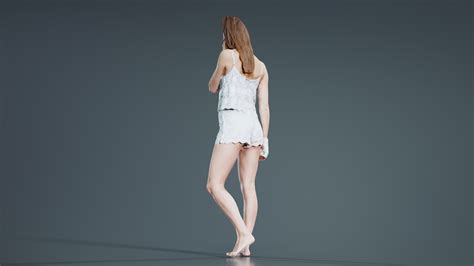 D Model Woman In White Lingerie Posing Remastered TurboSquid