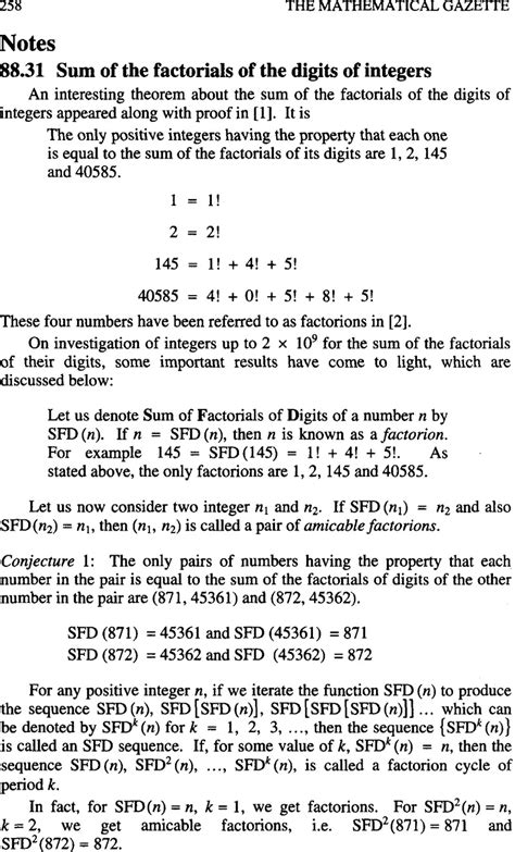 8831 Sum Of The Factorials Of The Digits Of Integers The Mathematical Gazette Cambridge Core