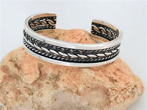 Vintage Roger Francisco Navajo Sterling Silver Twisted Rope Cuff