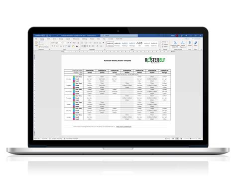 Free Staff Roster Templates RosterElf