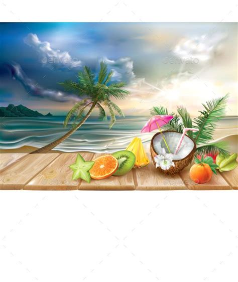 Refreshing Coconut Cocktail with Tropical Fruits