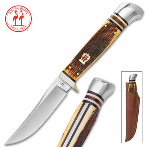 Kissing Crane Amber Bone Hunter Knife Knives And Swords At