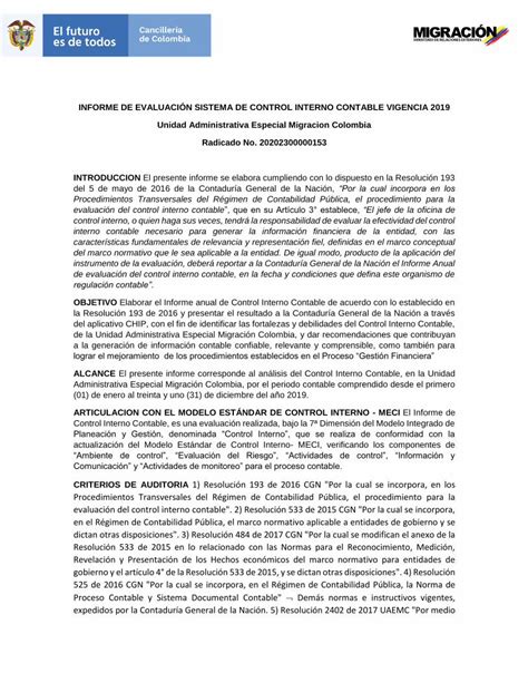 PDF INFORME DE EVALUACIÓN SISTEMA DE CONTROL INTERNO 2020 03 06