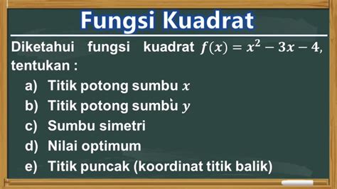 Fungsi Kuadrat Menentukan Titik Potong Sumbu X Dan Y Sumbu Simetri