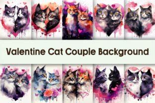 Valentine Cat Couple Background Graphic by Pamilah · Creative Fabrica