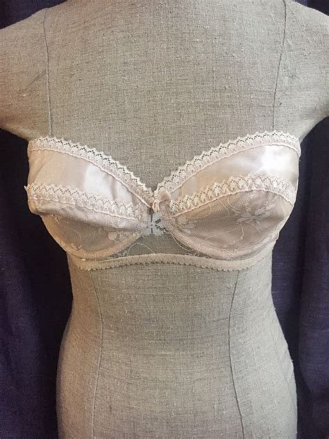 Vintage Lace Bra 90 S Beige Bra Retro Brassiere80cm Etsy