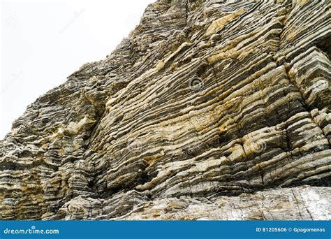 Layered Rock Formation Folds On The Mediterranean Island Crete Greece