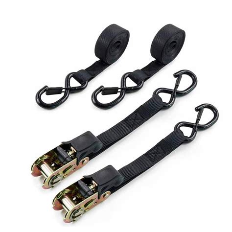 1 Inch Black Tie Down Straps With Safety Hook | Webslingness