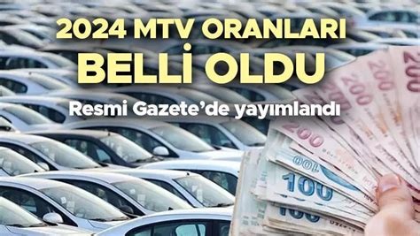 Motorlu Taşıtlar Vergisi MTV 2024 tarifesi Resmi Gazete de yayımlandı