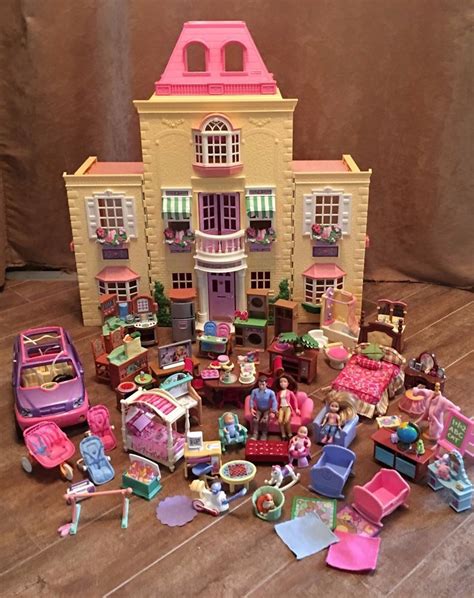 Loving Family Twin Time Mansion pink Grand dollhouse lot furniture Car ...